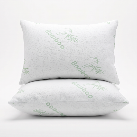 USPA Jumbo Bamboo Bed Pillow, White, Set of 2